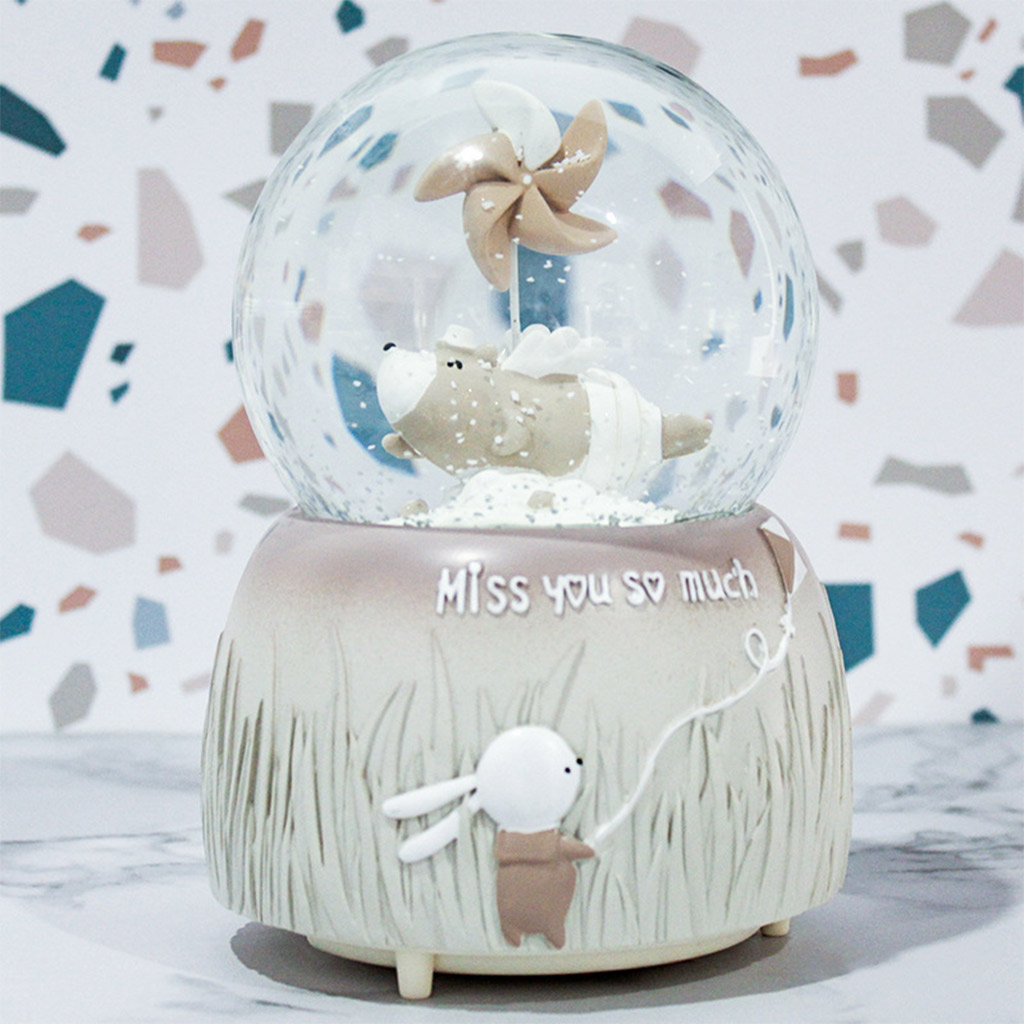 Crystal Ball Glowing Snow Globe Music Box Night Light Ornaments for Mom Kids Daughter Son