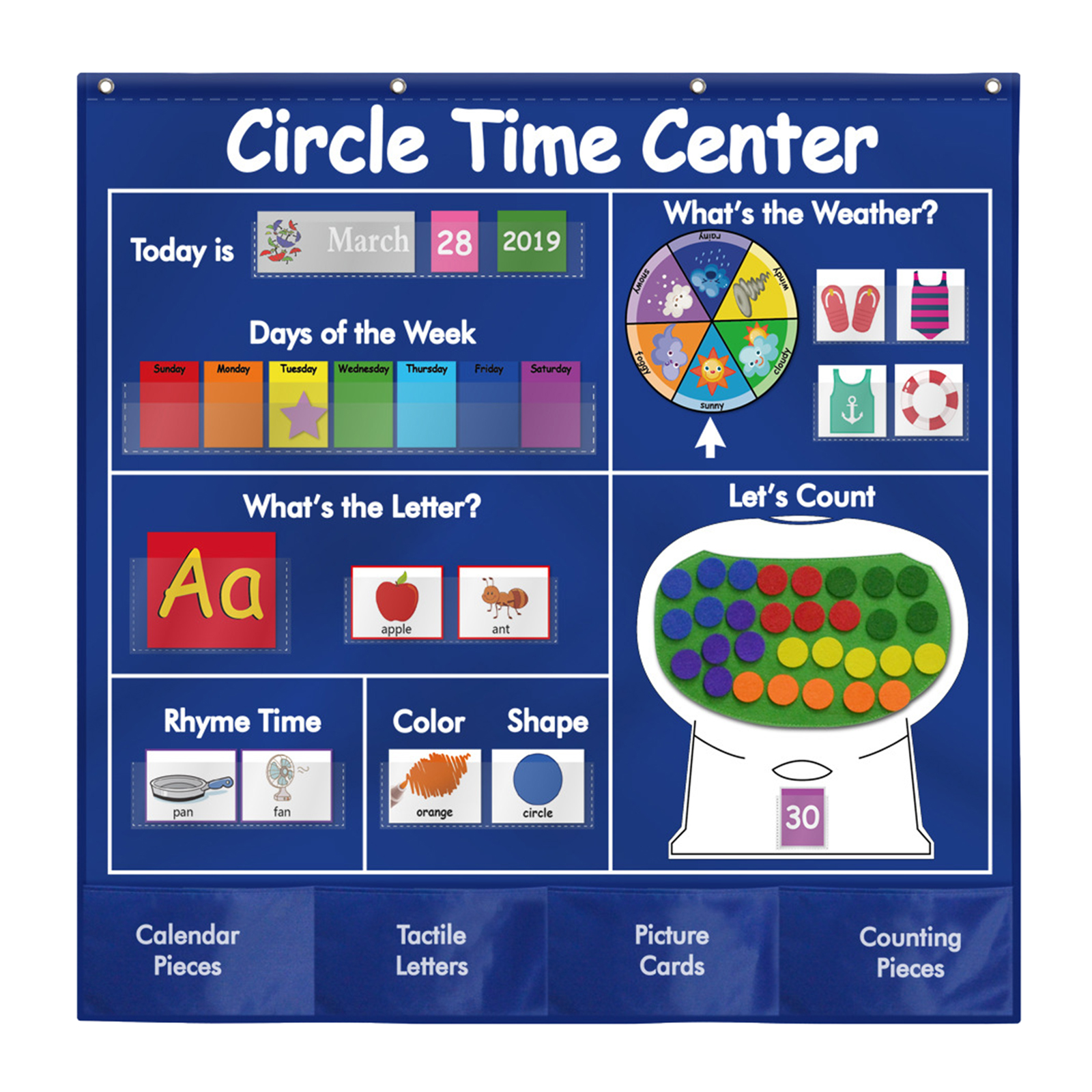 Circle Learning Time Center Pocket Chart Kindergarten, Classroom Wall Chart