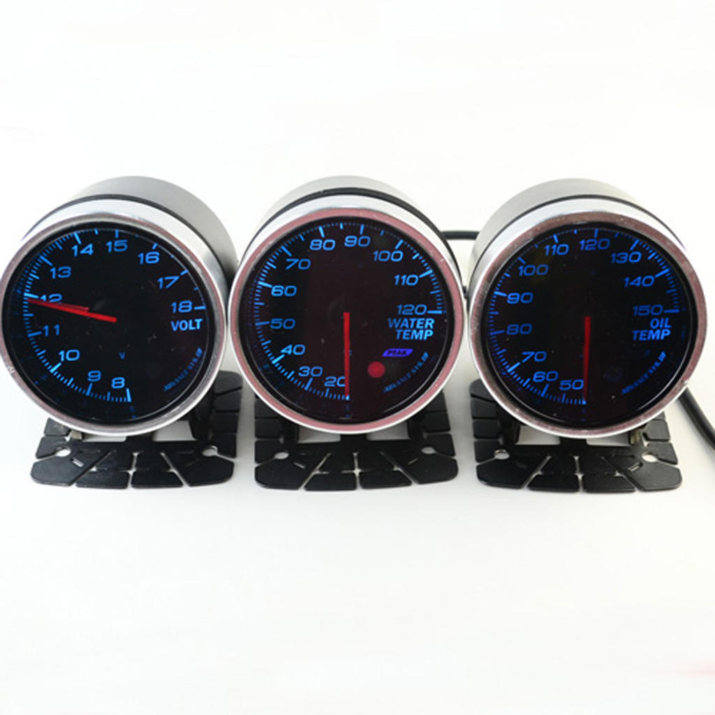 60mm 2.4inch Black 7 Color LED Water Coolant Temperature Temp Gauge Meter