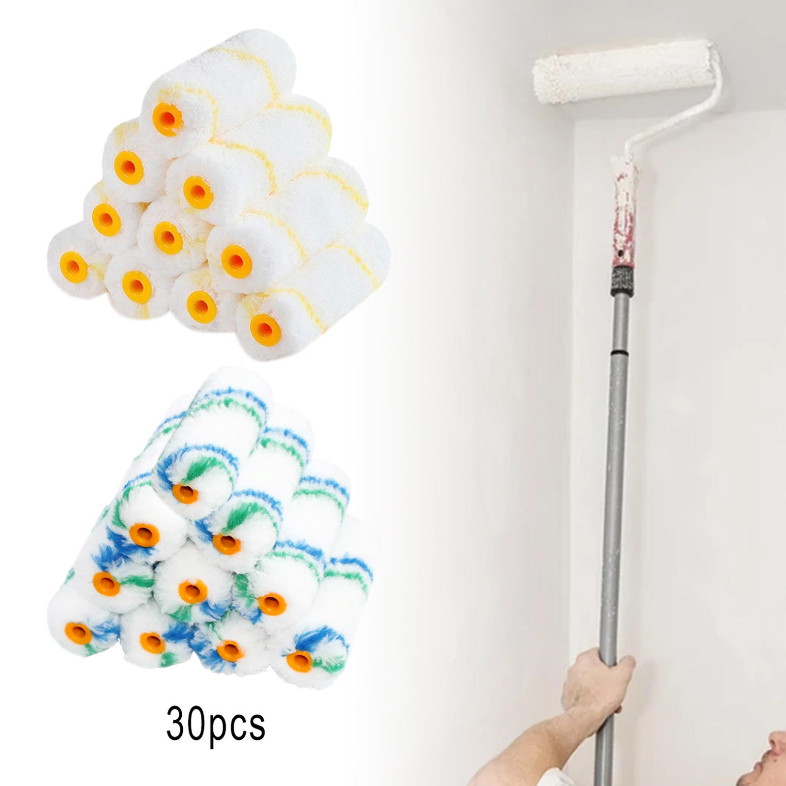 30x 4 Inch Home Spun Cotton Mini Paint Roller Cover Roller Sleeve Roller Naps Repair Brush Walls Tool