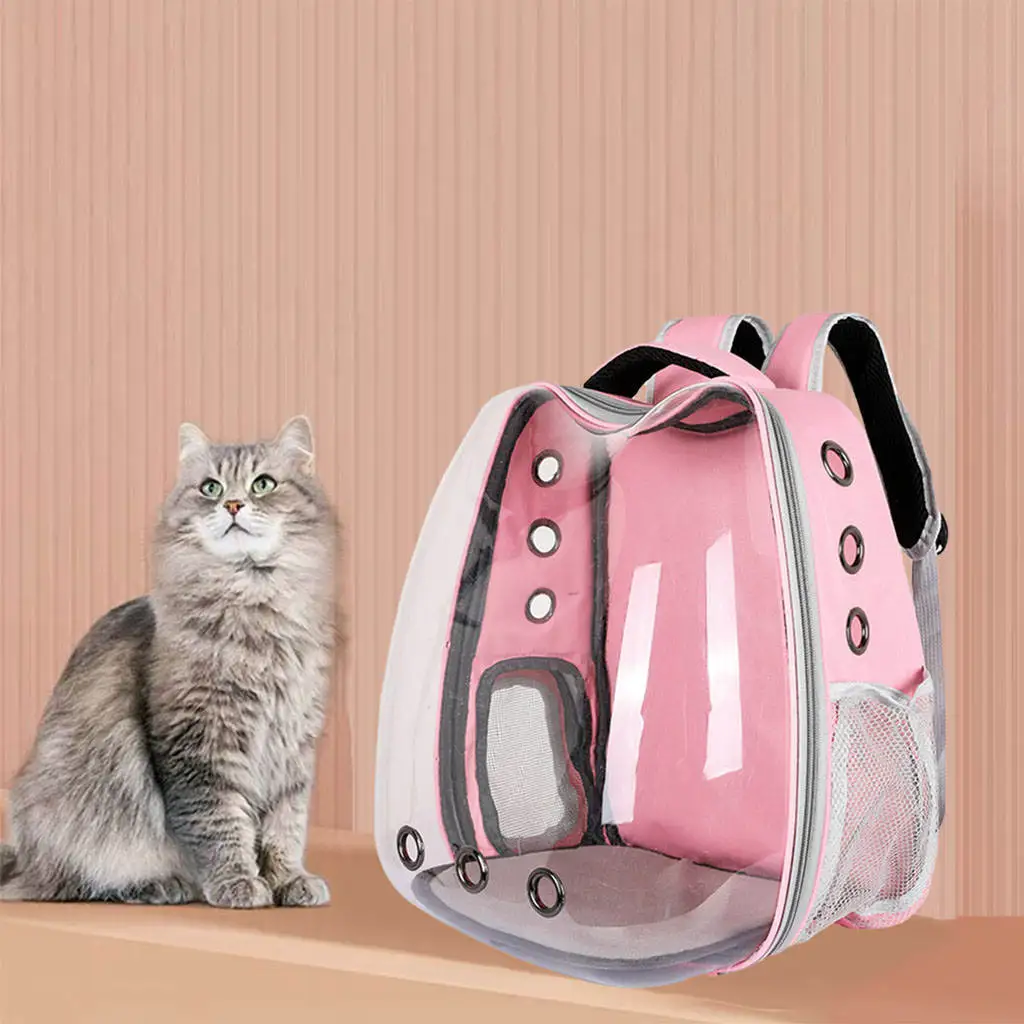 Pet Carrier Small Cats Dogs Kitten Backpack Transparent Breathable Carry Bag Camping Outdoor Oxford Cloth Handbag