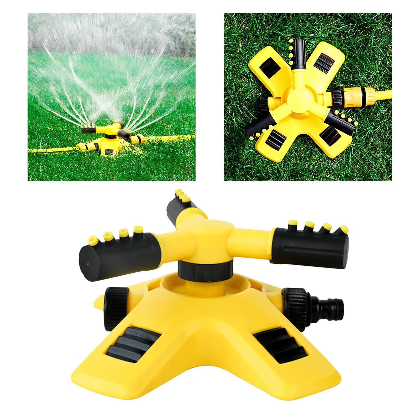 Lawn Sprinkler 3-Arm Oscillating Garden Grass Watering Sprayer Sprinklers