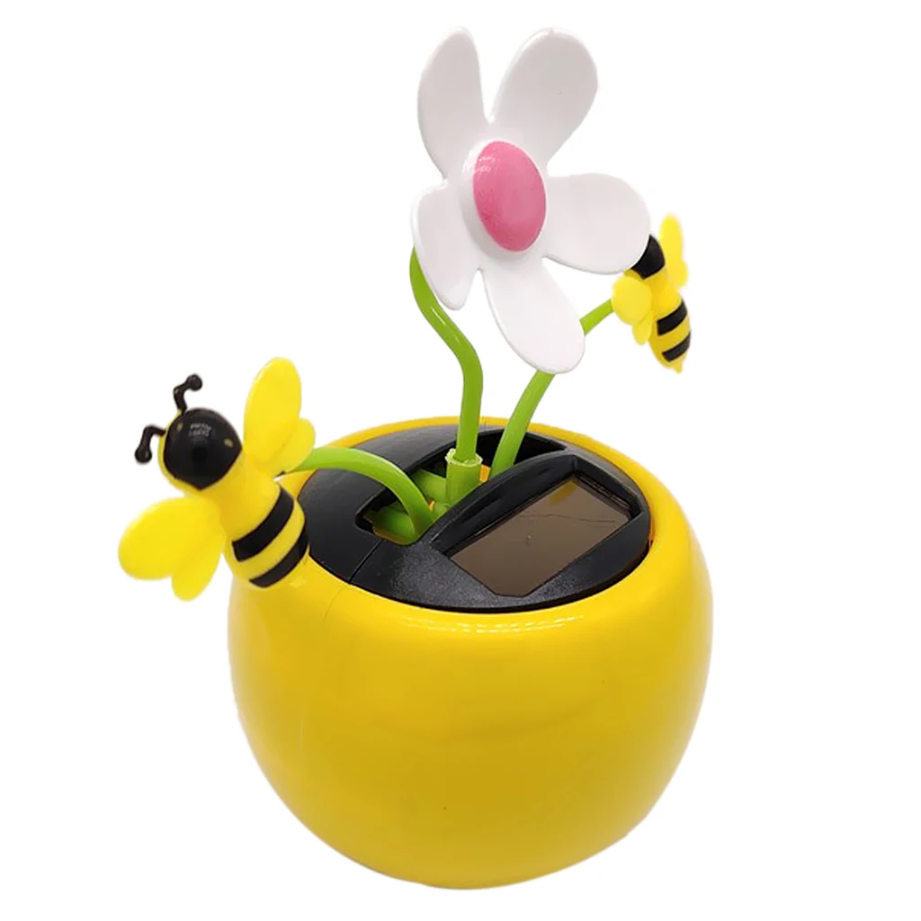 Swing Plant Doll Solar Powered Flower Pot Honey Bee Model Children