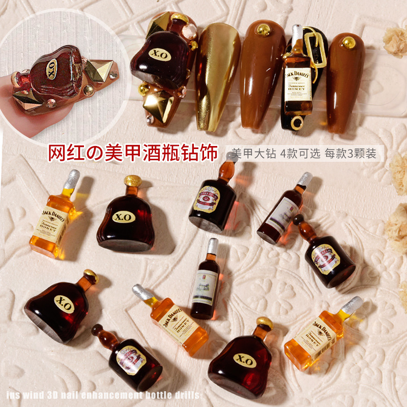 Best of 3*pcs New Wine Bottle Nail Charms Jewelry Manicure Nail Decoration 3D Mini Stereo Red Wine Bottle DIY Personality Accessories Reviews & Tips