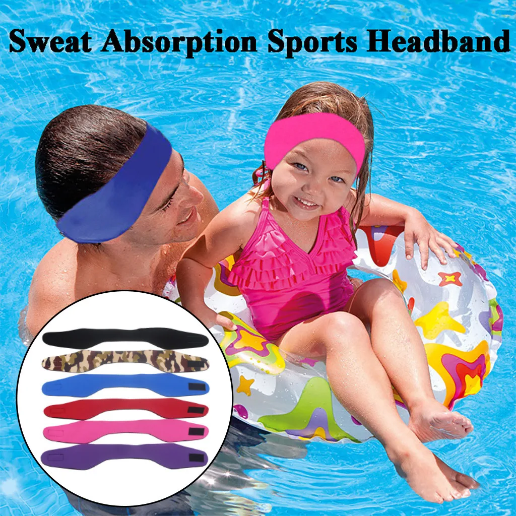 Kids Adult Ear Band Headband Summer Swimming Waterproof Bathing Head Protector 