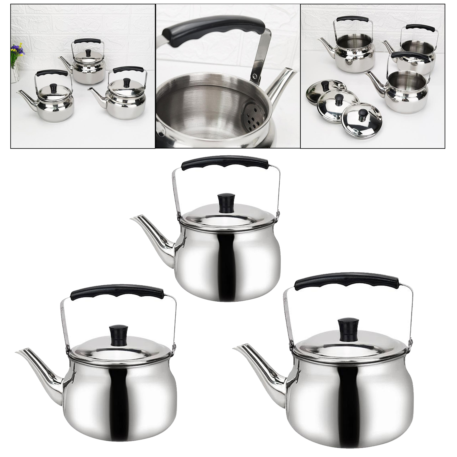0.8/1.0/1.5L Teapot Stainless Steel Water Kettle Tea Pot Polish Fashion Durable Coffee Cold Hot Water Pot Home Tea Cafe Tool
