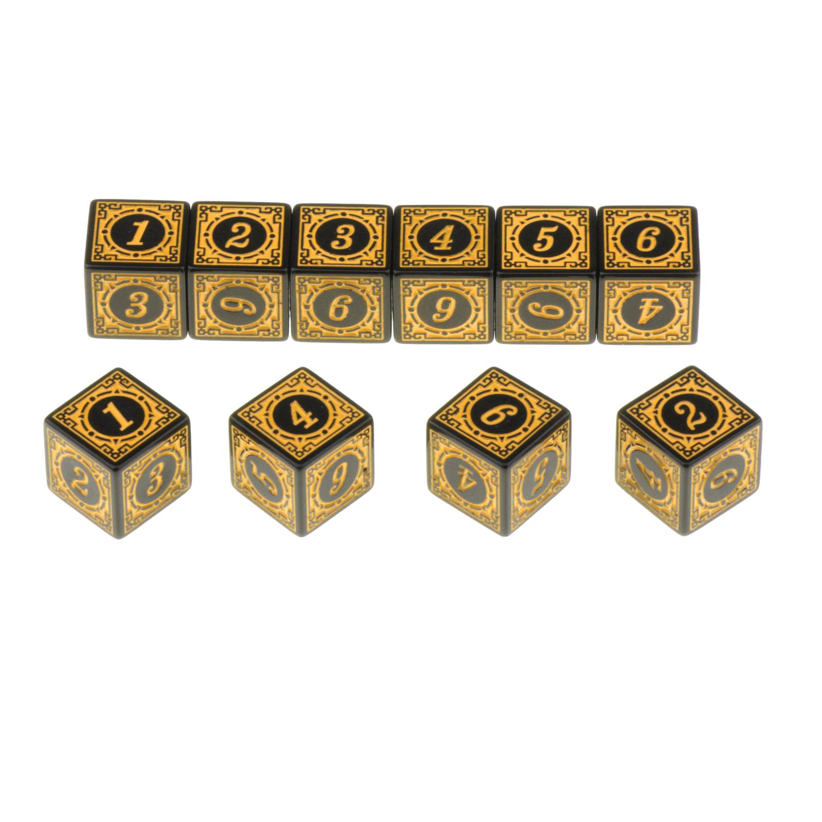 10pcs Multi Sided Acrylic D6 Dices for Table Board Role Playing Game