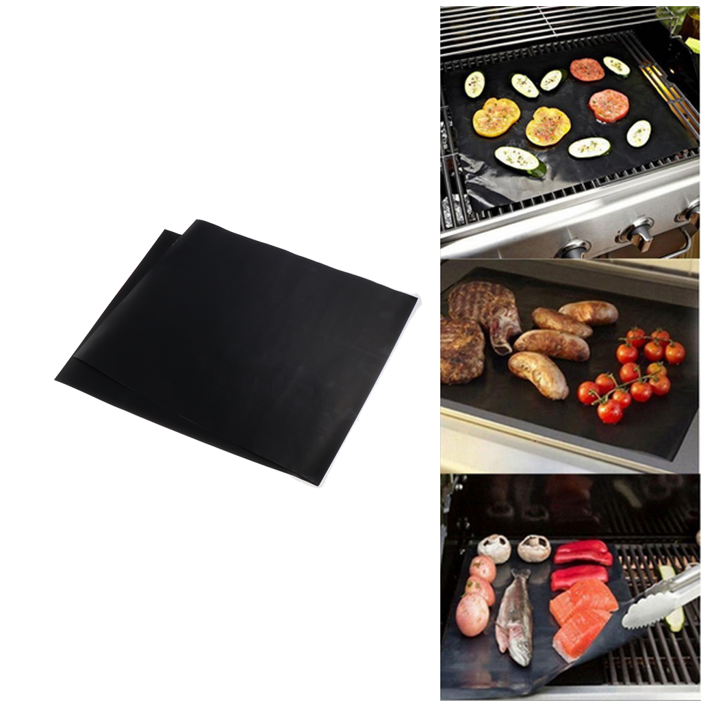 2xheavy Duty Black Grill Mat Non-stick Sheet BBQ Baking Mats 13x15.7