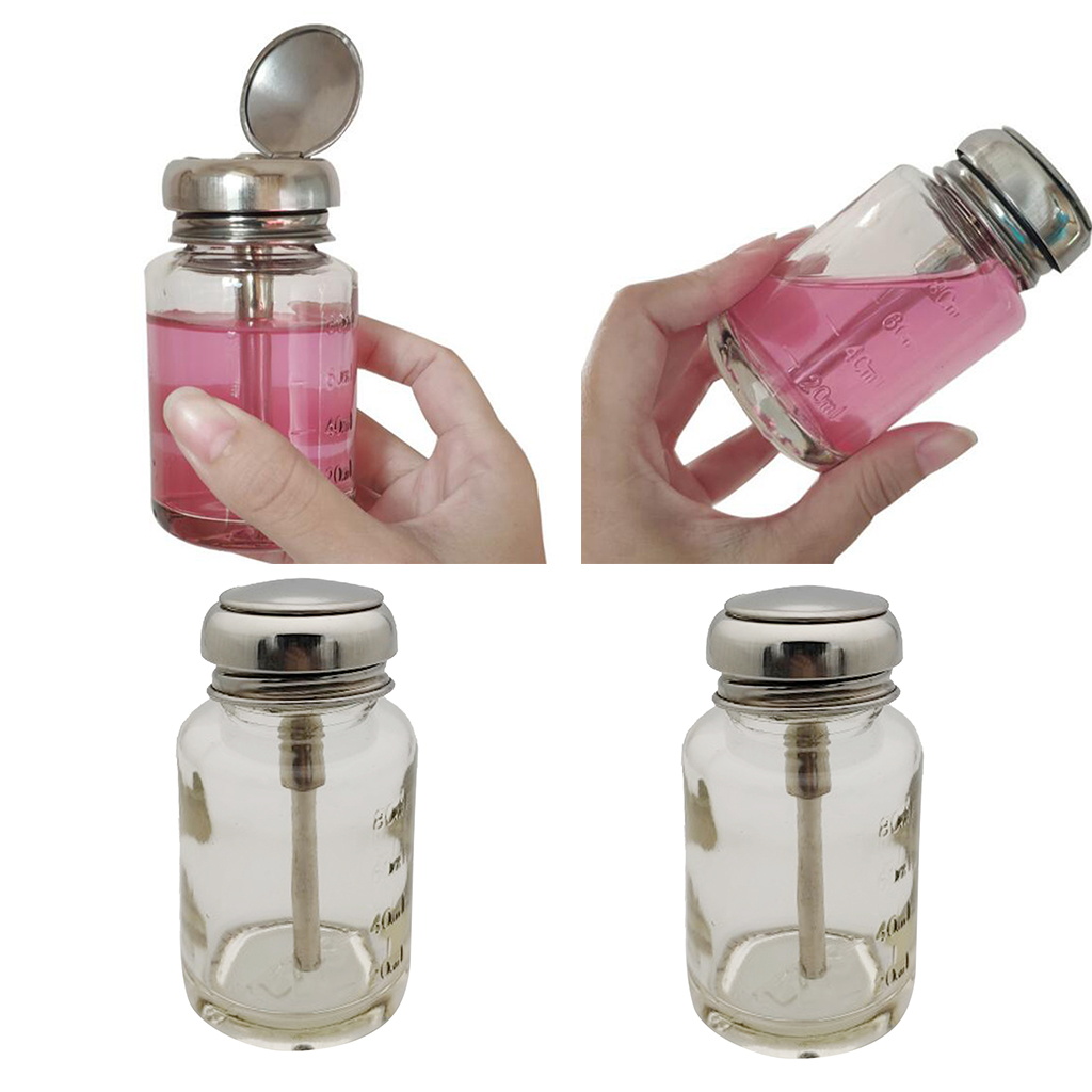 2x 80ml Glass Push Down Press Pump Bottle Liquid Alcohol Bottle Dispenser Vial