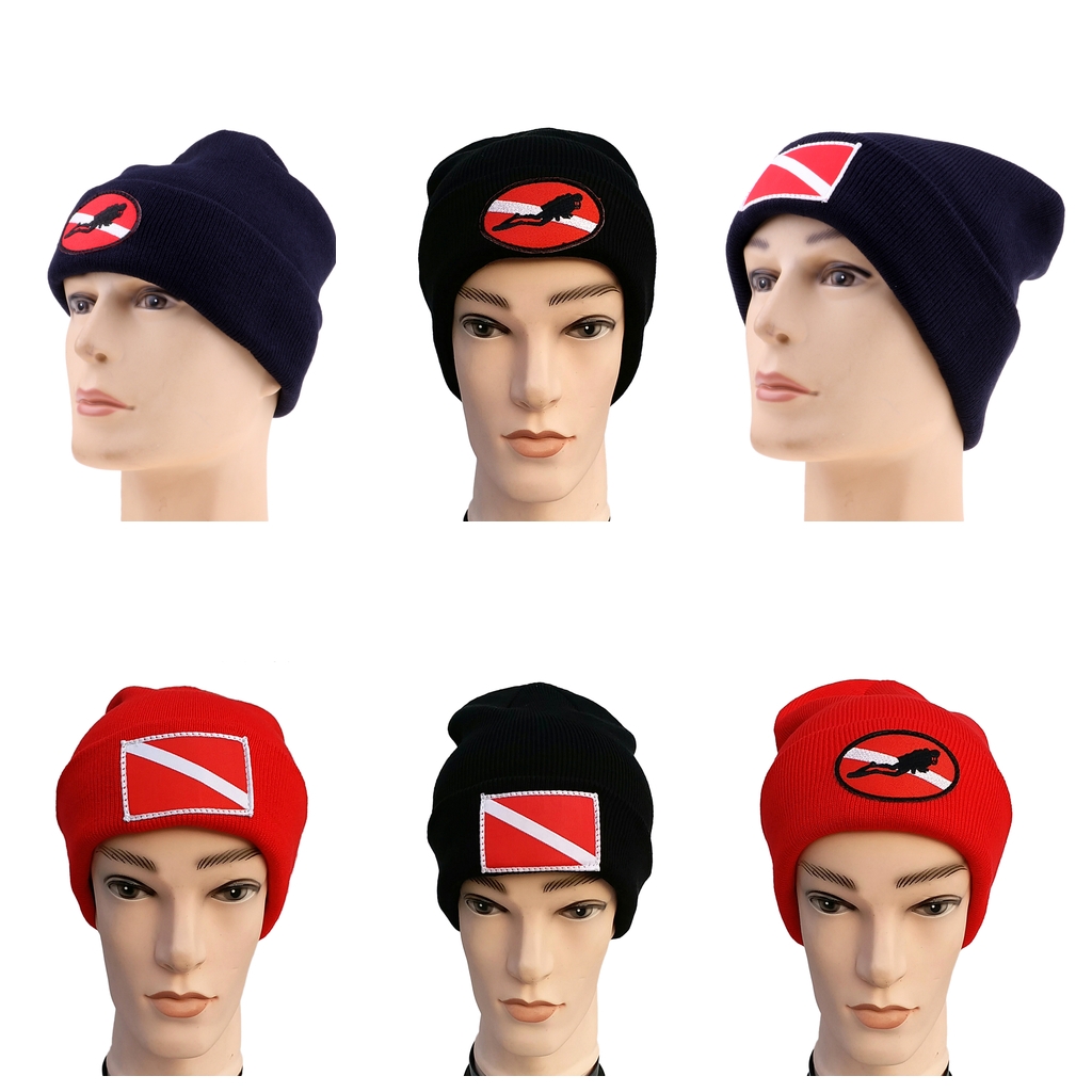  Unisex   Adult   Men   Women   Dive   Flag  /  Diver   Down   Scuba   Diving   Knit   Beanie   Hat 