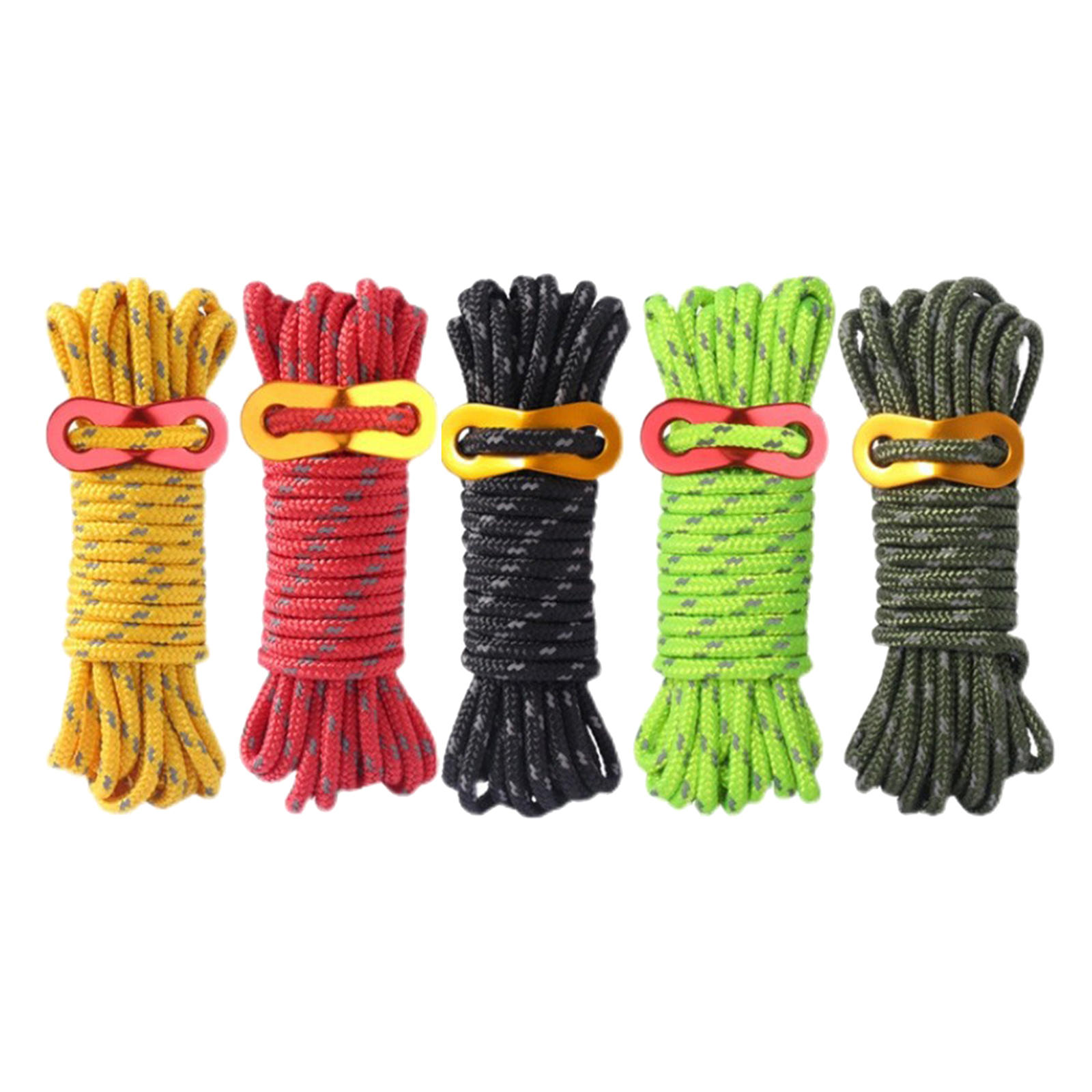 5mm Outdoor Guy Lines Tent Cords Camping Rope with Aluminum Guylines Adjuster Tensioner for Camping, Hiking, Backpacking