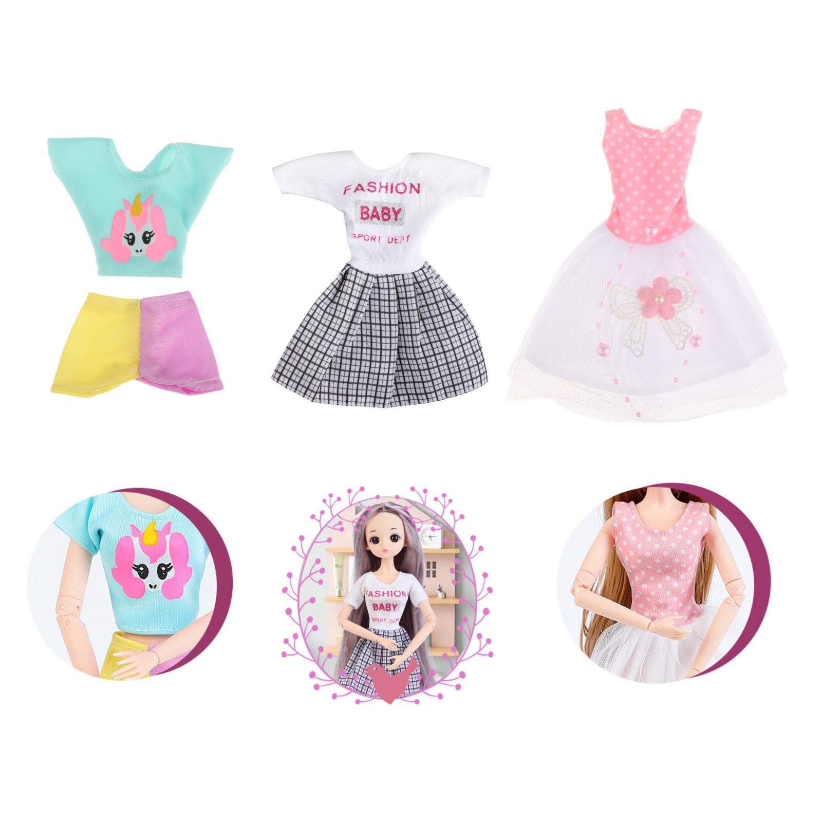 Adorable 12in Mini Girl Doll Clothes Shoes Set Dolls Party Outfits Kids Toys