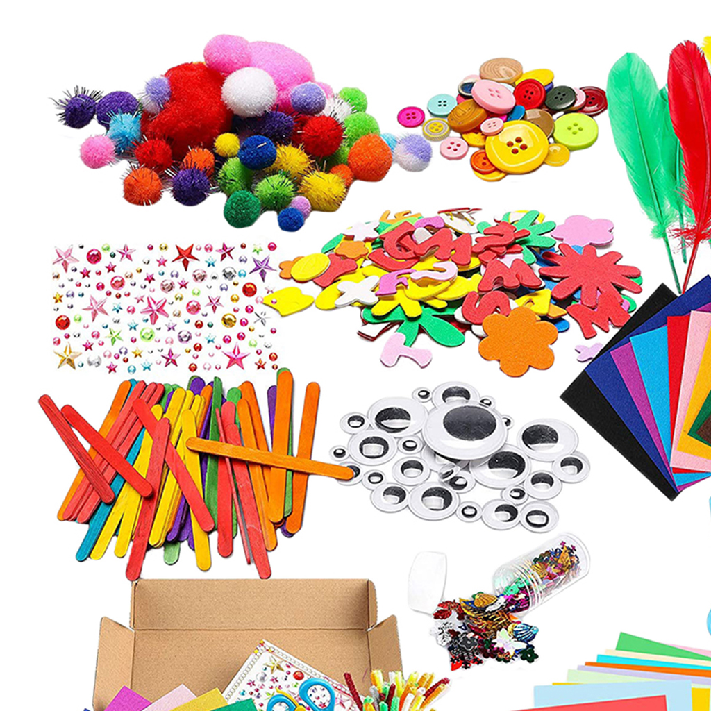 DIY Craft Toy Sticks Plush Stick Pom Poms for Toddlers Age 4 5 6 7 8 9