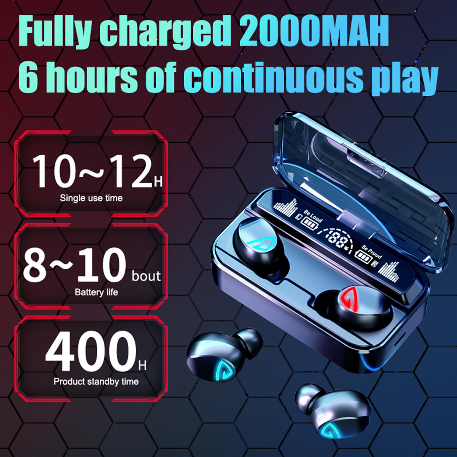 Bluetooth 5.2 Earbuds NFC HiFi Sound 9D Stereo Surround Easy Pairing Noise Isolation Sports Headset Earphone Running Sports Game