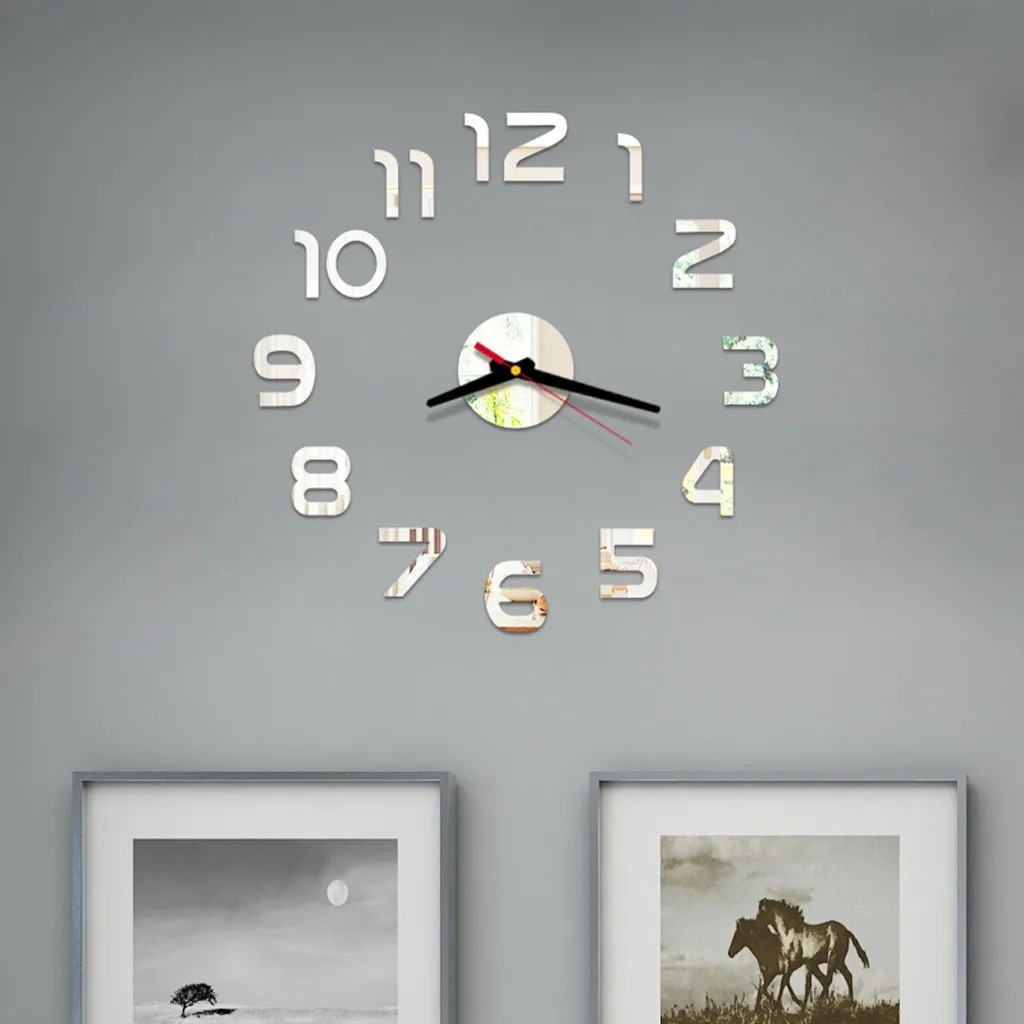 Large Wall Clock Quartz 3D DIY Big Watch Decorative Kitchen Clocks Acrylic Mirror Sticker Oversize Wall Clocks Home Decor 3d wall clock