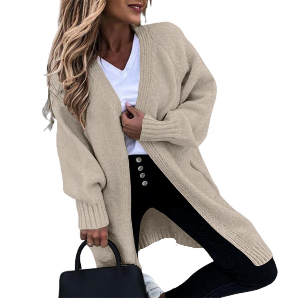 camisola cardigan manga longa punhos com nervuras fibra acrílica frente aberta cor sólida casaco feminino outerwear