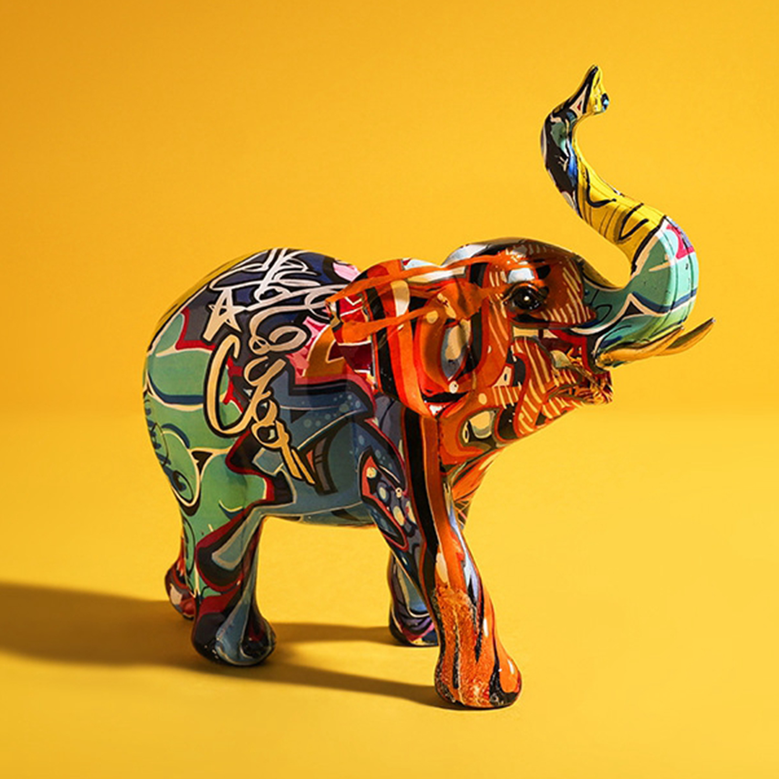 Multicolor Mini Elephant Figurine Collectable Resin Sculpture Wine Cabinet Decor