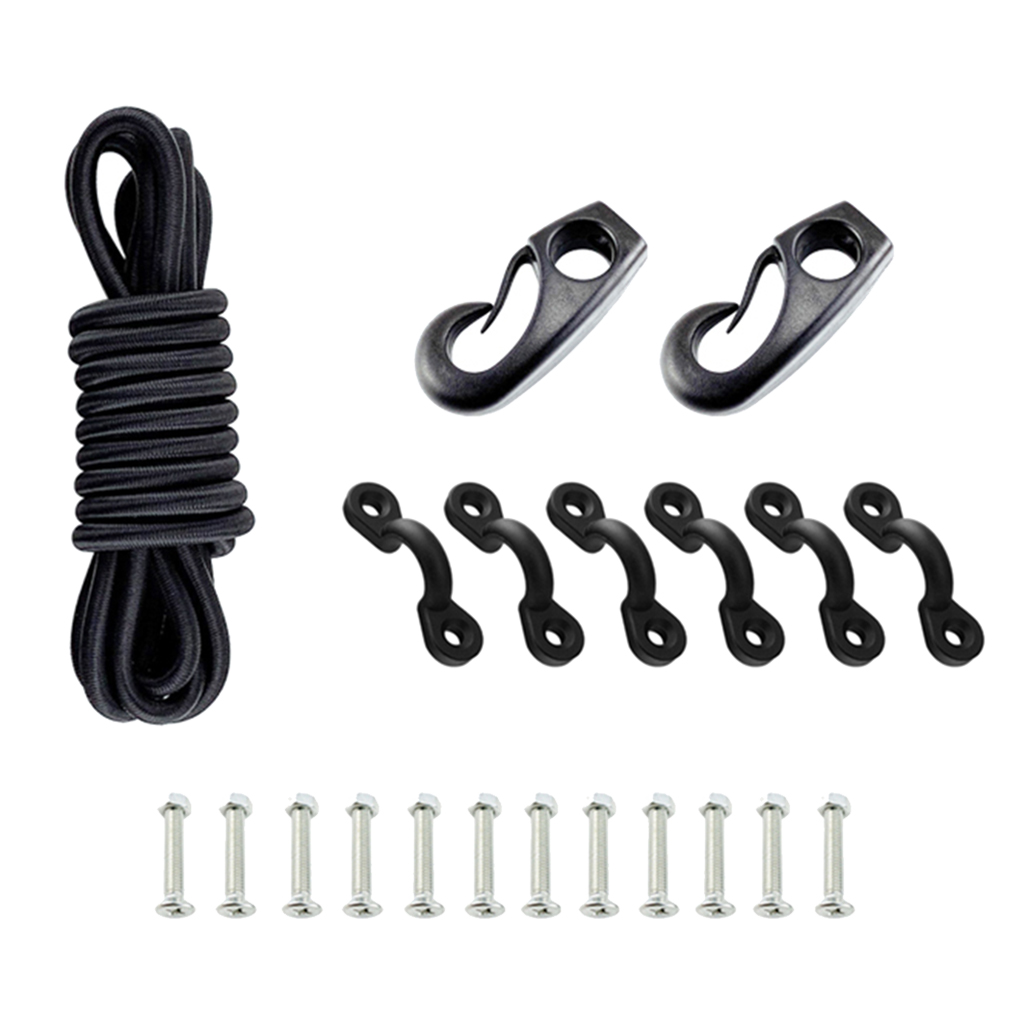 Marine Kayak Bungee Kit Bow & Stern Tie Downs 8ft Cord 6 Nylon Padeyes