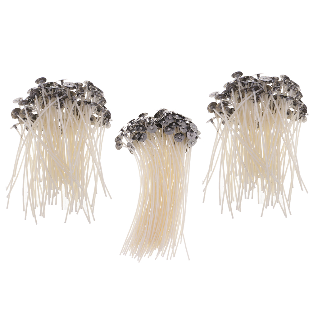 100 Pieces Pre Waxed Pre-Tabbed Cotton Candle Wicks For Candle Making Tealight Candle with Sustainer Tabs 10/12/15cm