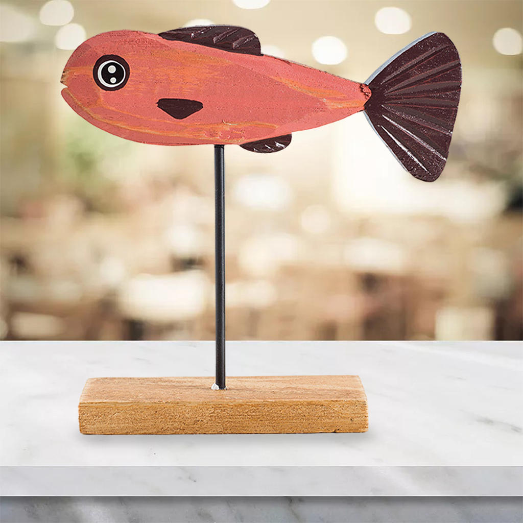 Nordic Christmas Fish Ornament Decor Cartoon Christmas Ornament Wooden Fish Desktop Home Living Room Adornment Decoration Gift