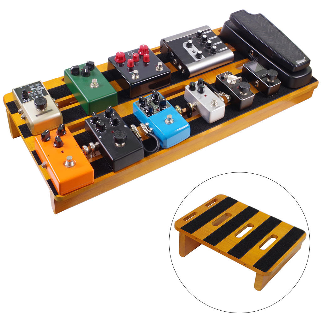 Solid Wood Guitar Effects Pedal Board Multi Effects Loop Pedal Anti-Slip with Cable Tie Pedalboard Hide Cable Guitar Accessory