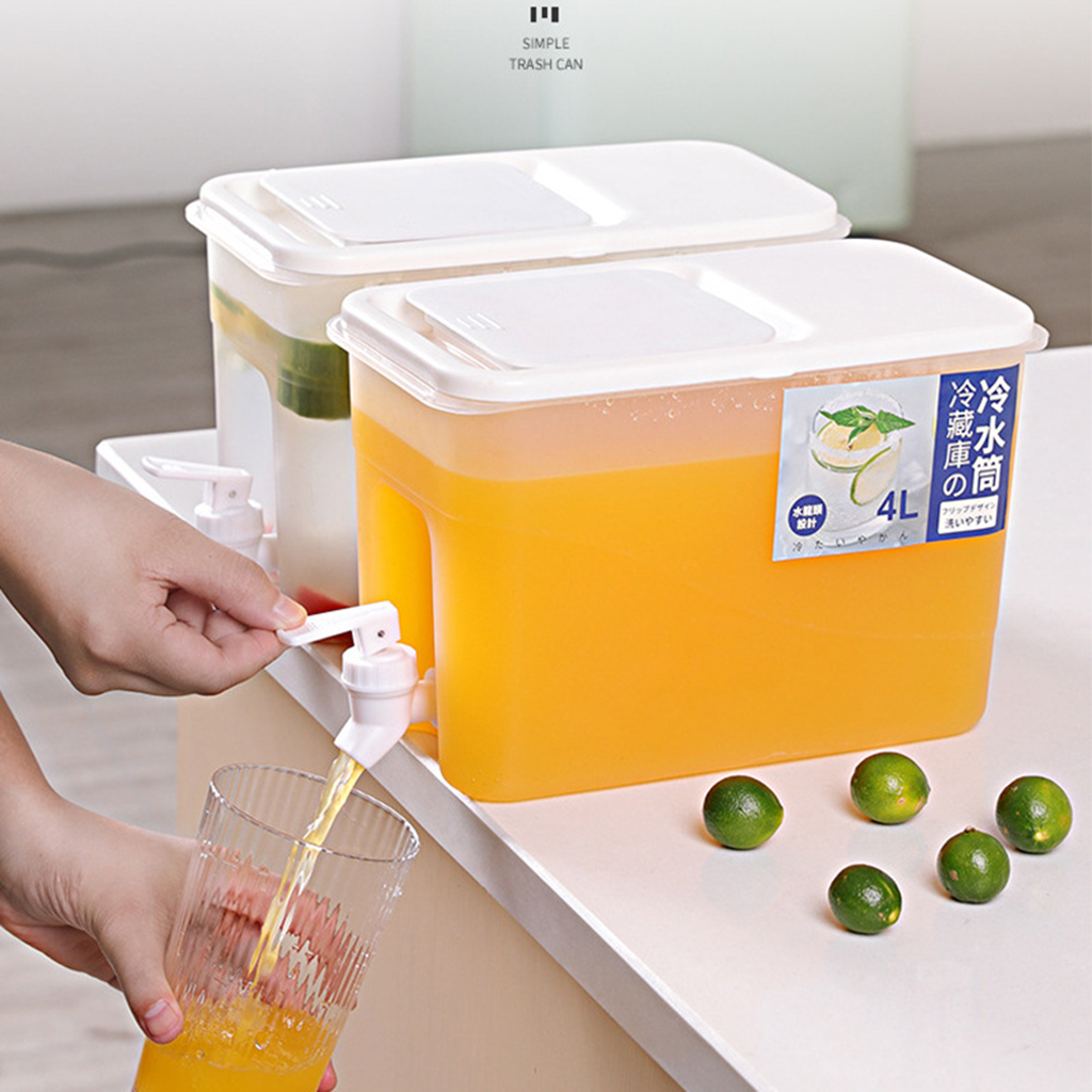 Water Jug for Hot and Cold Beverage Summer Fruit Tea Kitchen Pitcher Iced Beverage Dispenser Fresh-keeping with Faucet