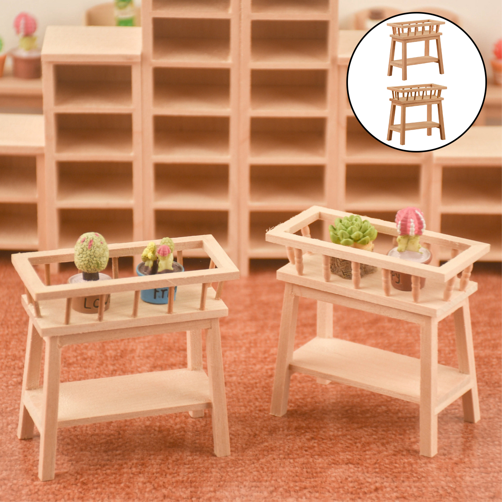 1/12 Dollhouse Furniture Flower Stand Handmade Garden Bedroom Decoration Pretend Play Accessories Kids Toys Age 3-8