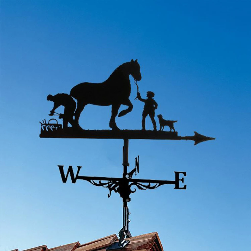 Iron Weather Vane Wind Direction Outdoor Garden Stake Farm Roof Mount Direction Indicator Kit Decor