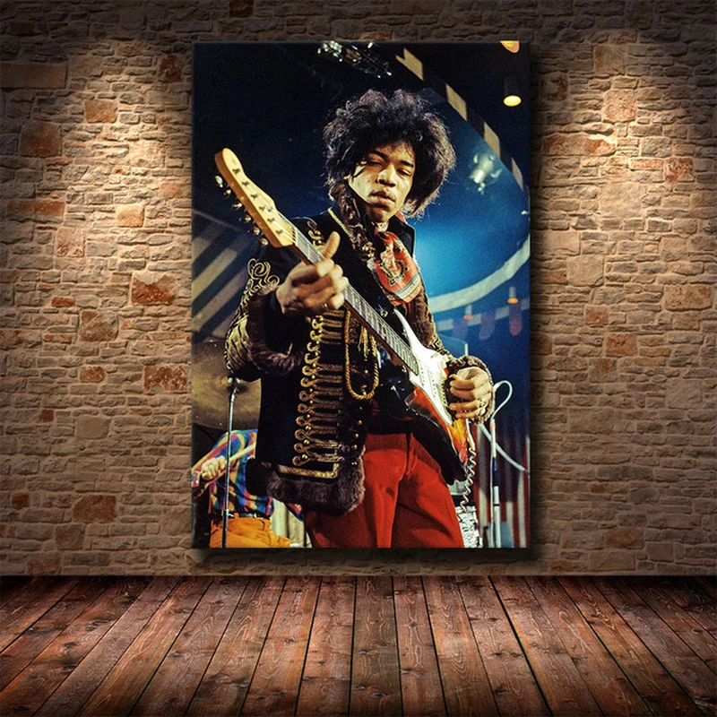 Colorful Artworks of Jimi Hendrix Printed on Canvas