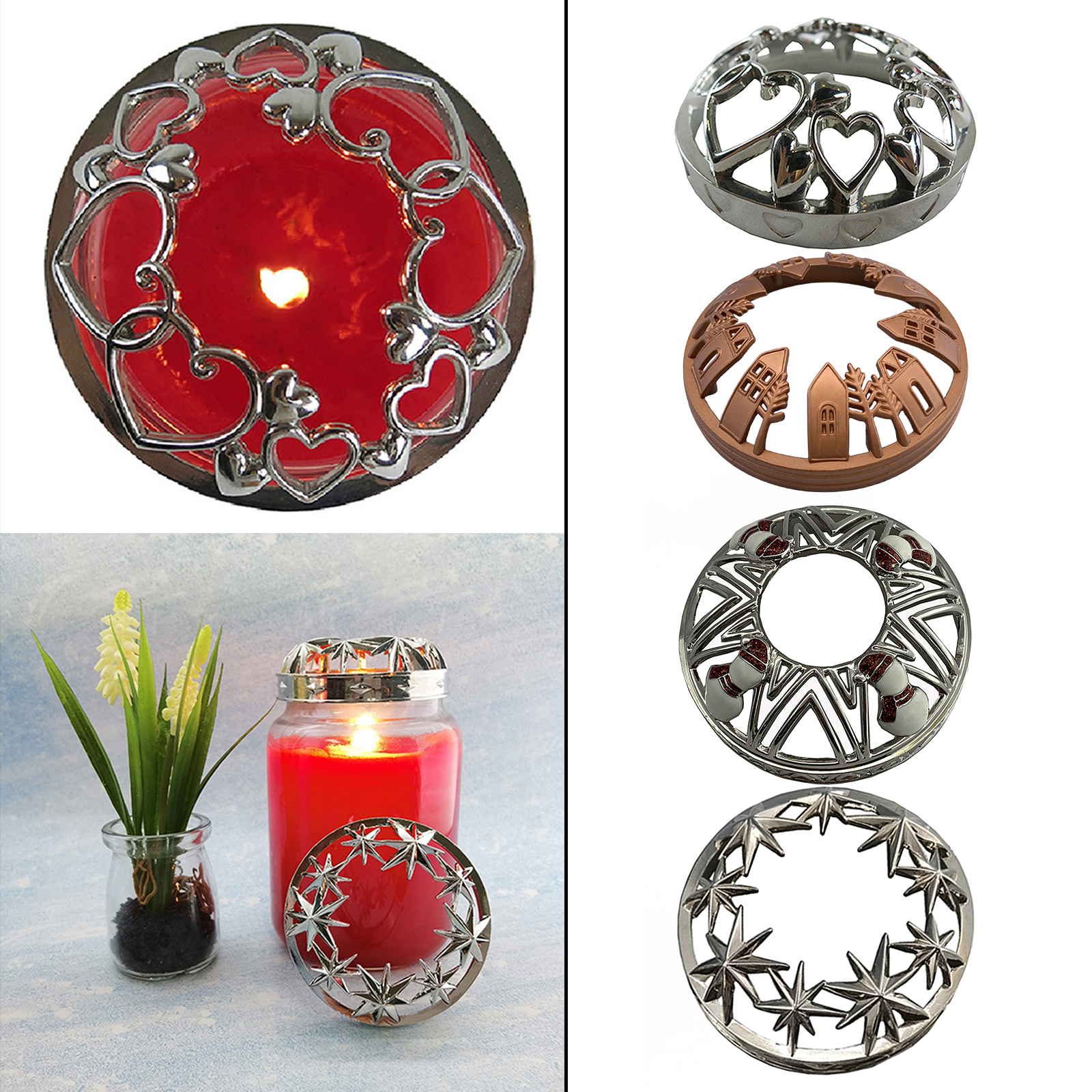 Tea Light Candle Topper Cover Candle Jar Metal Lid Accessories Shades Decor