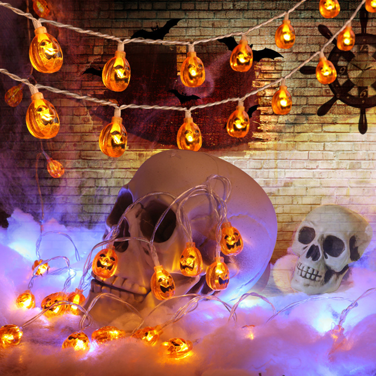 Seqüência de Luz Modo com Remoto ao ar Abóbora Livre Halloween Pendurado Festa Varanda Laranja Bateria Operado Luzes Led Iluminação 8 3 Cheap Fios de LED