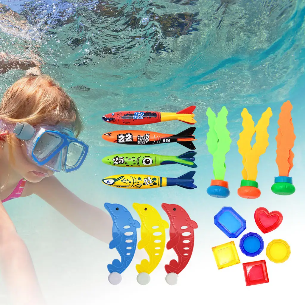 Diving Toy Set for Party Game Ages 3 4 5 6 7 Pool Fish Diving Gems Sinking Toys Set Underwater Games Training Toys Grab Toy