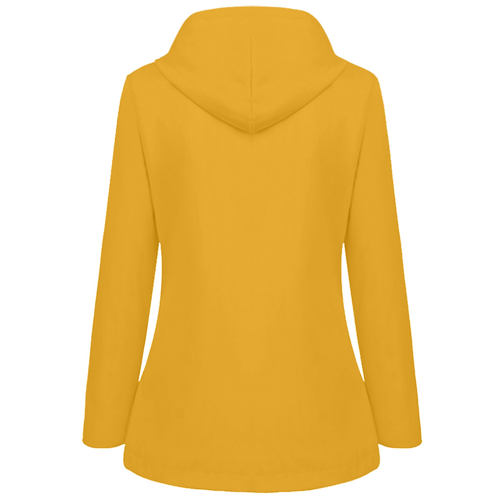 Women Solid Rain Jacket Outdoor Plus Size Waterproof Hooded Raincoat Windproof New Warm Jacket Windproof Outdoor Chaqueta