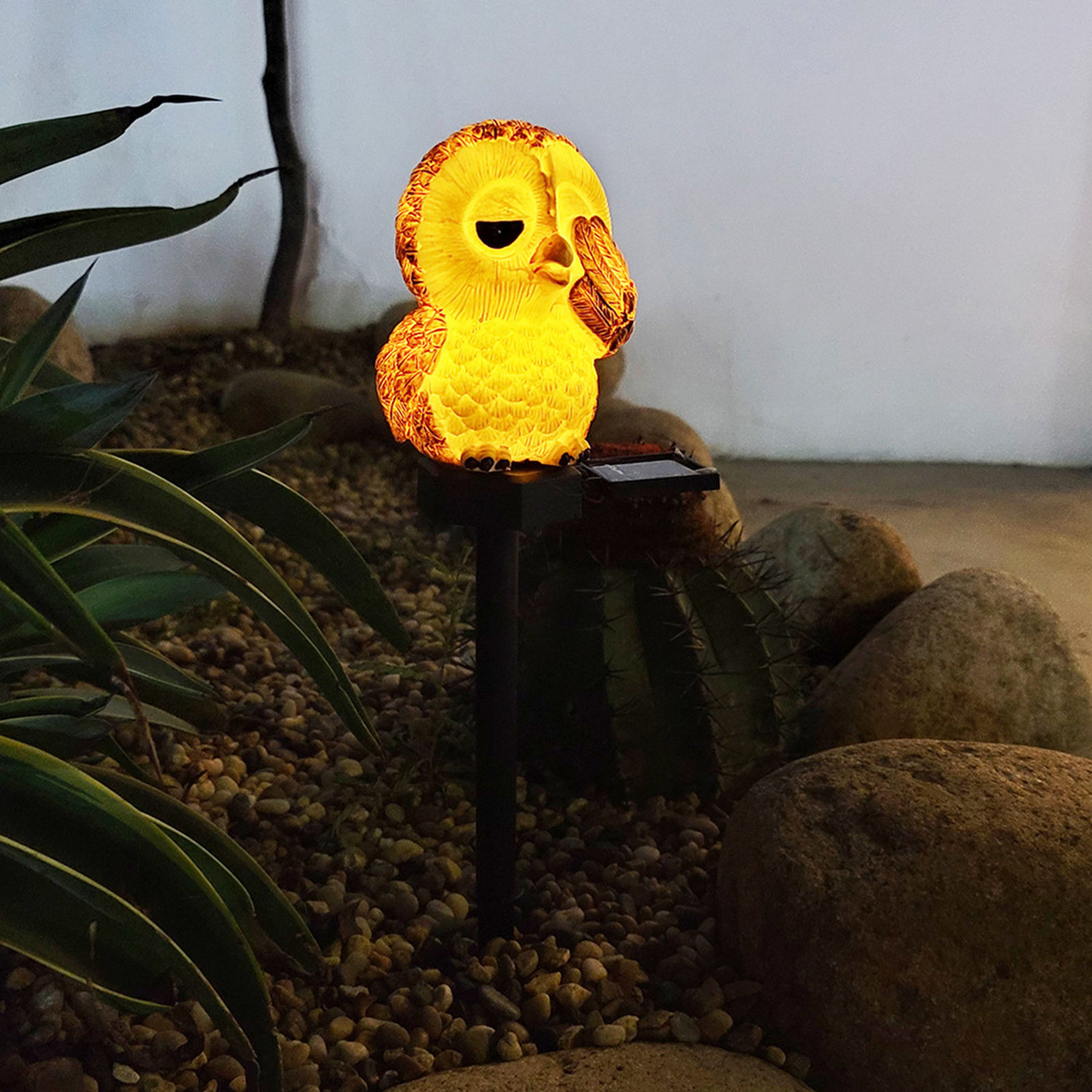 Decorative Cute Baby Owl Figurine Solar Garden Stake Lights Path Decoration, Energy Saving