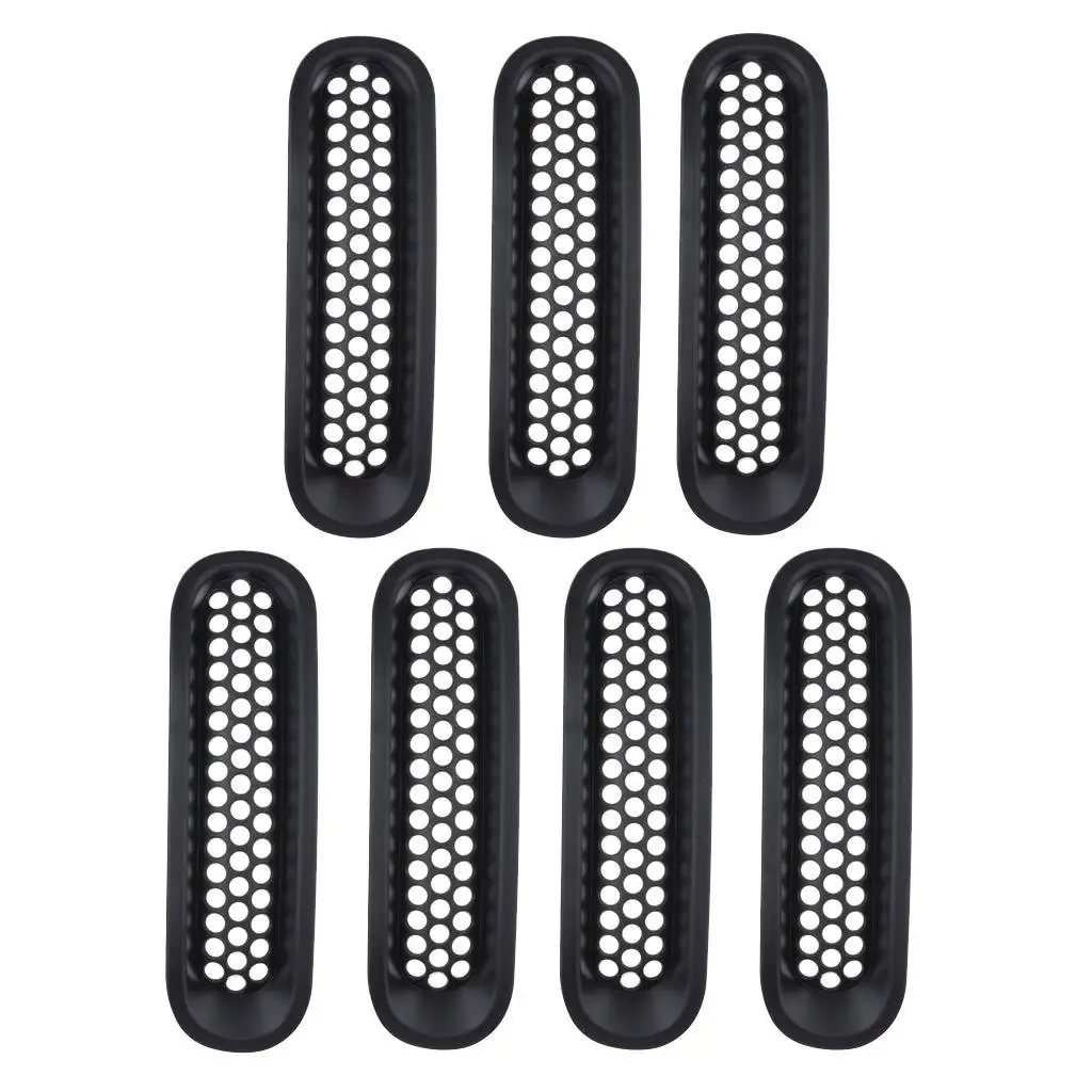Front Grill Guard Black ABS Grille Insert Cover Trim for Jeep JK Wrangler&Wrangler 2007,2008,2009,2010,2011,2012,2013,2014,2015