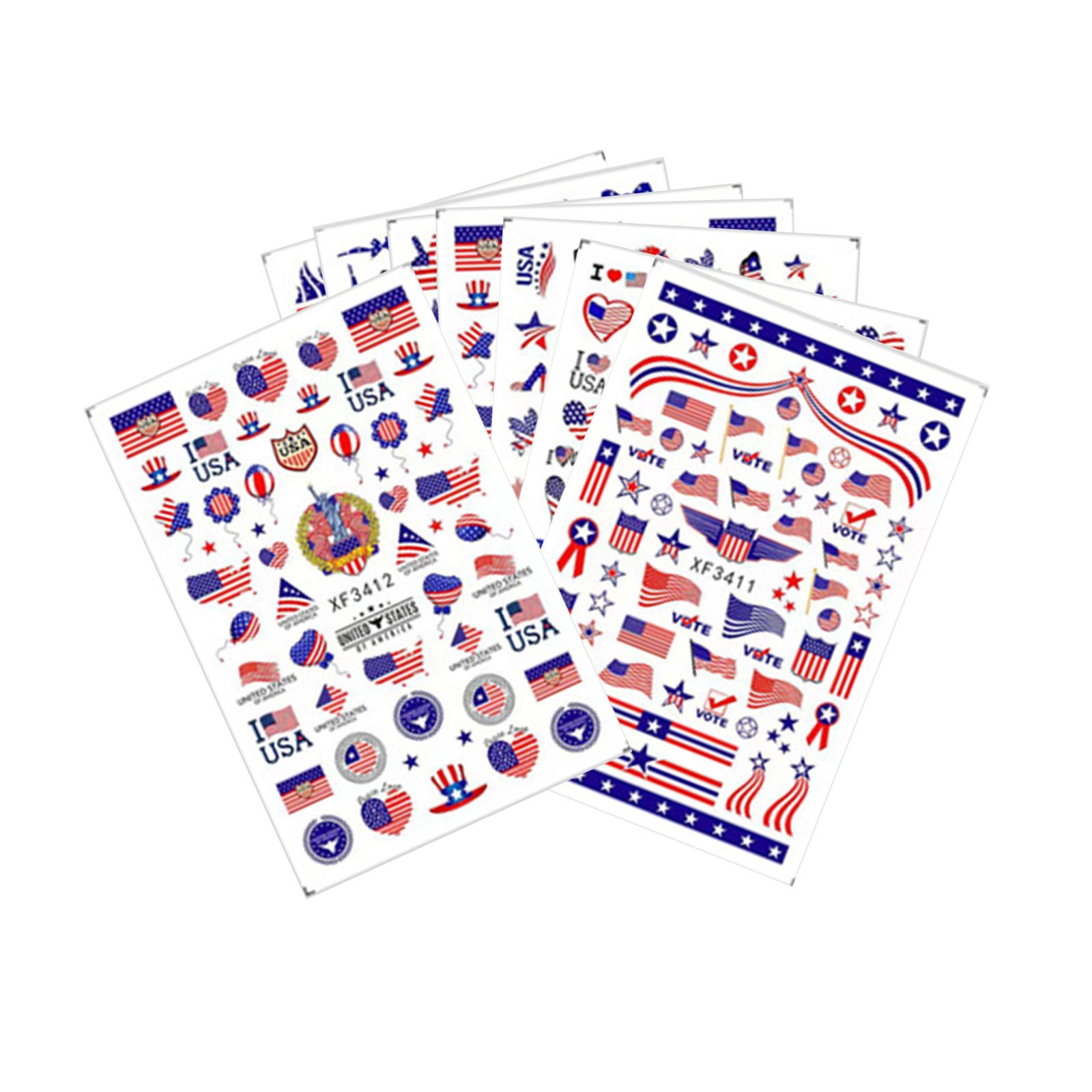 Girls American Flag Independence Day Designs Nail Art Stickers Decals DIY
