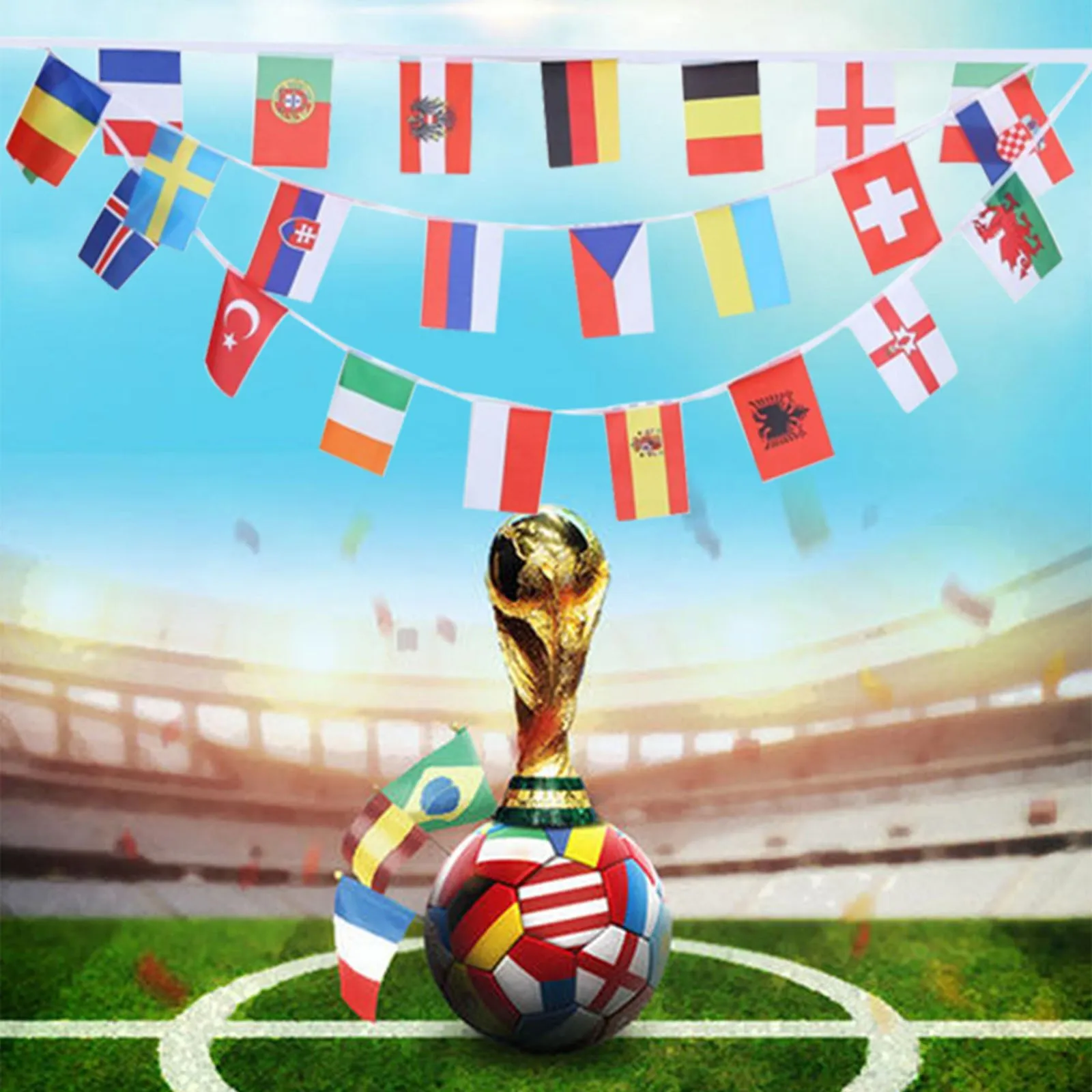 Decoration for Grand Opening 25 Feet 24 Flags Party Events Sports Bar European Cup Soccer String Pennant Banner Anley European Cup Championship String Flag