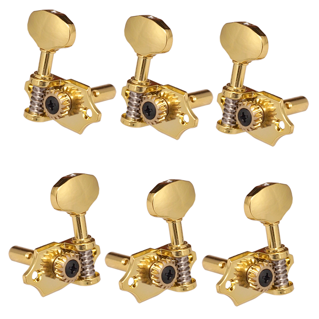 Tooyful 3x Left + 3x Right Gold Acoustic/Classical Guitar Replacement Tuning Pegs Tuning Keys Tuners Gear Ratio: 18:1