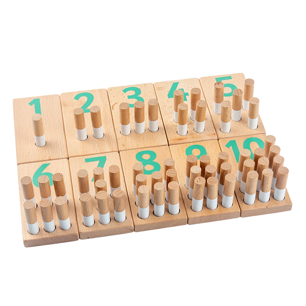 Montessori Educational Number Counting Toys Preschool Wood Pegs Insert Puzzle Board Math Learning Materials