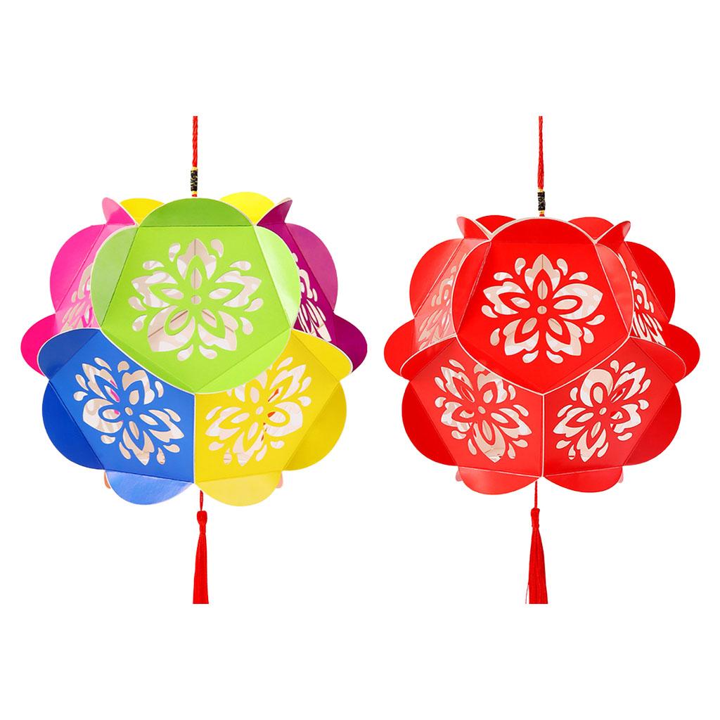 Flower 3D Puzzle Lantern Good Luck Ornament DIY Paper Art Lucky Charm Chinese New Year Decoration with Lights