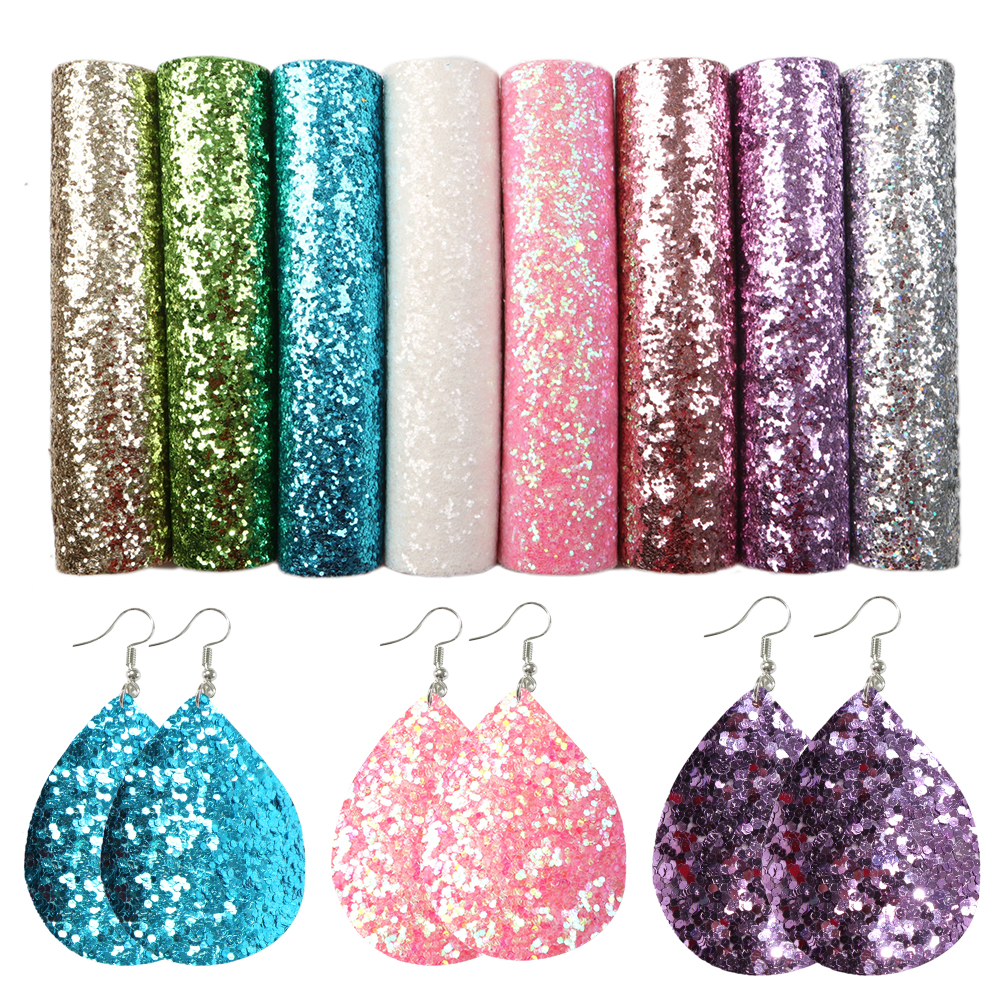 Description Picture 2 of itemA5 Size 5-8pcs/lot Chunky Glitter Faux Leather Sheets Solid Color Synthetic Leather Fabric Set DIY Earrings Bows Craft,1Yc15424