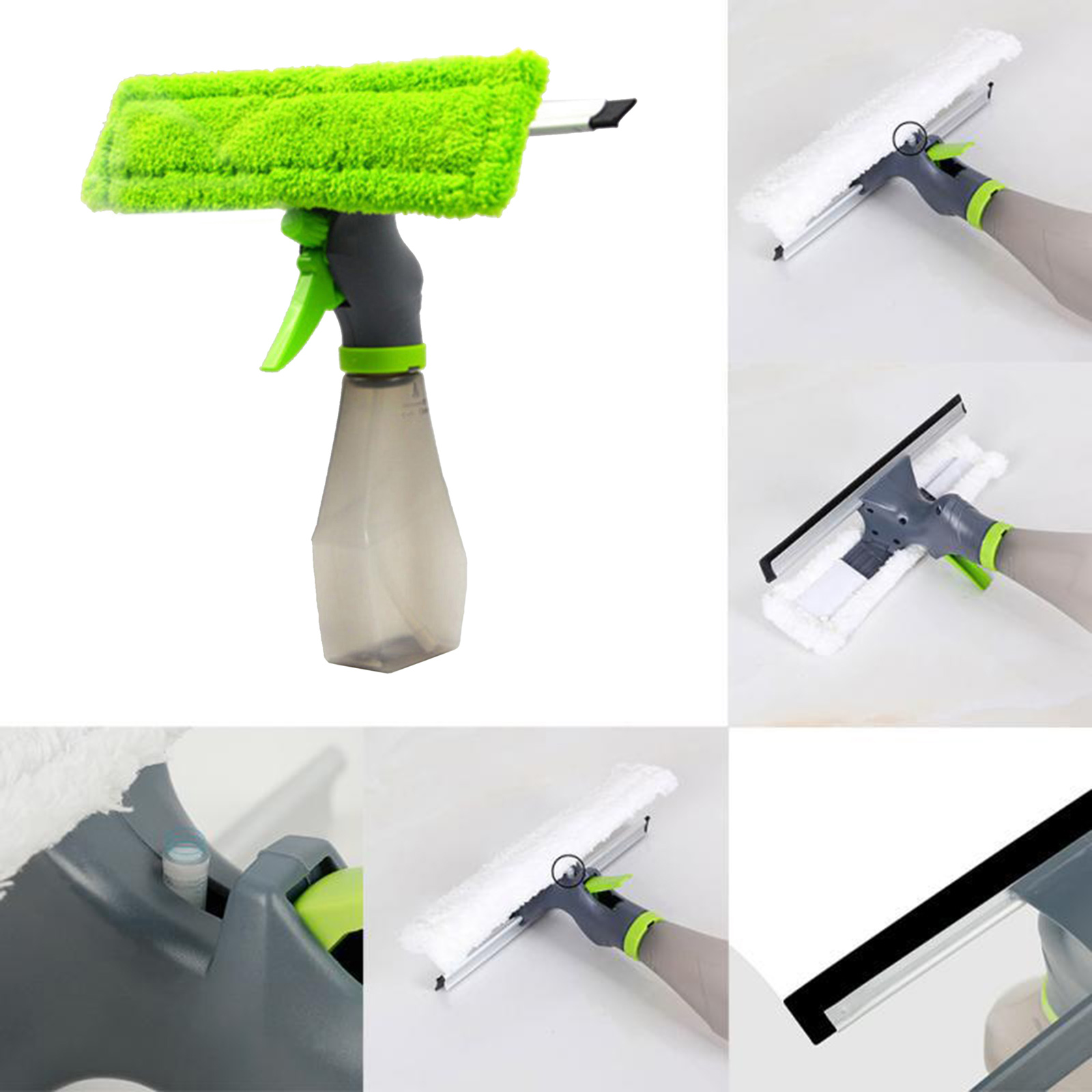 3 in 1 Water Spray Window Cleaner Spray Bottle Wiper Glass Brush Cleaning Equipment Wiper Glass Scraping