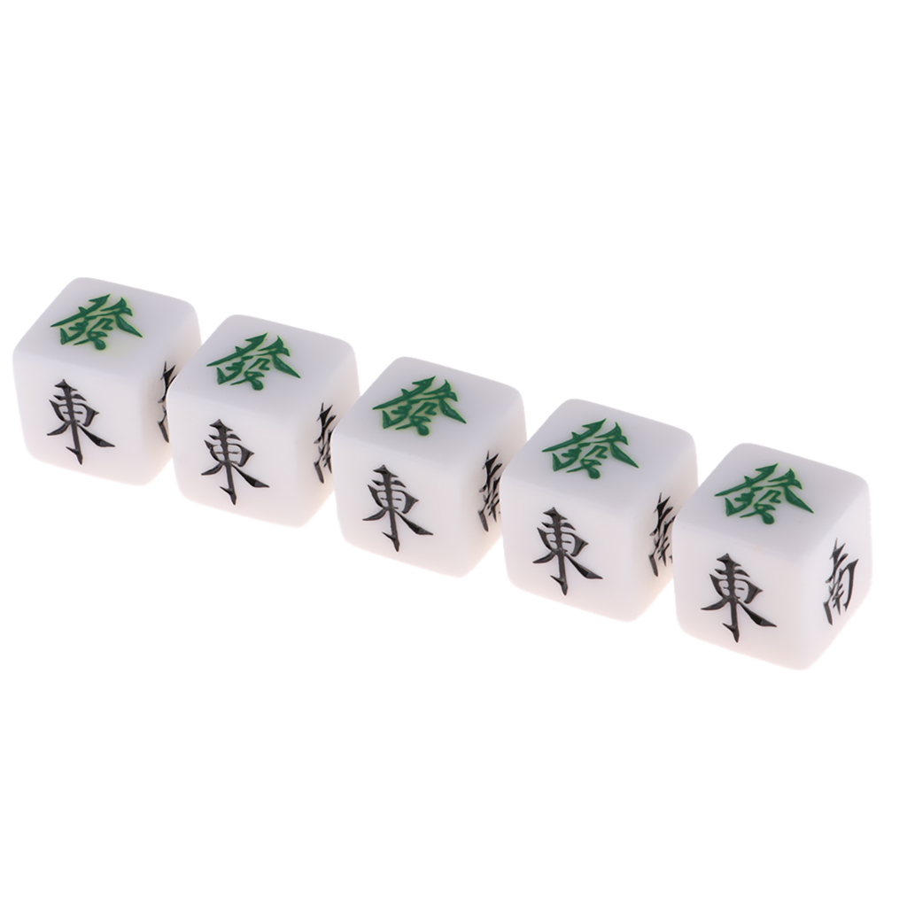 5 Pieces Acrylic Dice Wind Directions Designed Mahjong Accessory Dice Set