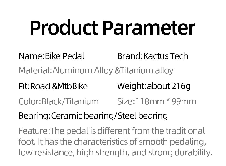 KACTUS Ultralight Titanium Axle MTB Road Bike Pedals Magnesium Alloy Body BMX Anti Skid XC DH 18T Cycling Part MTB Accessories