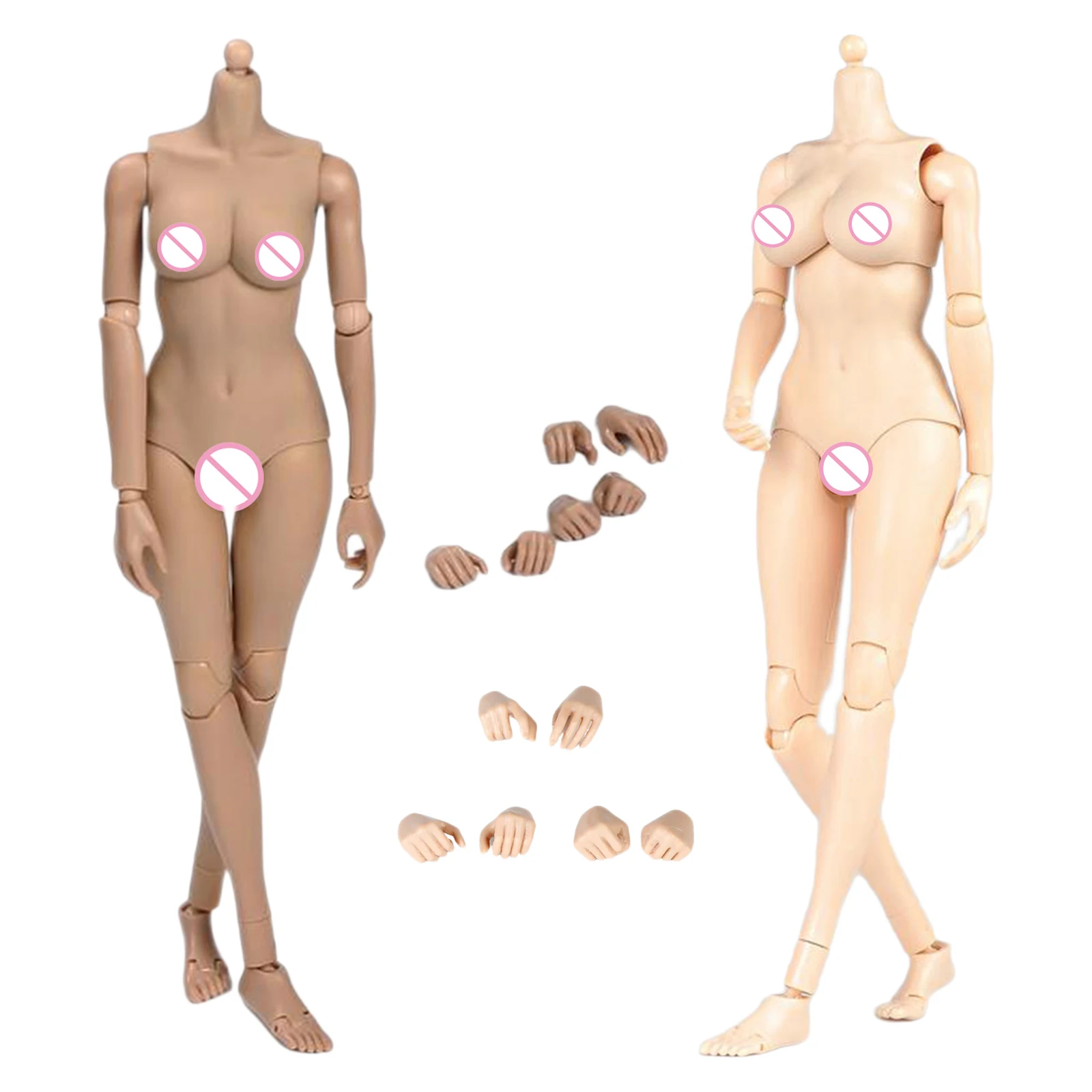 1:6 Scale Female Naked Body Toy White/Wheat Skin 27cm Heigth Figure Doll