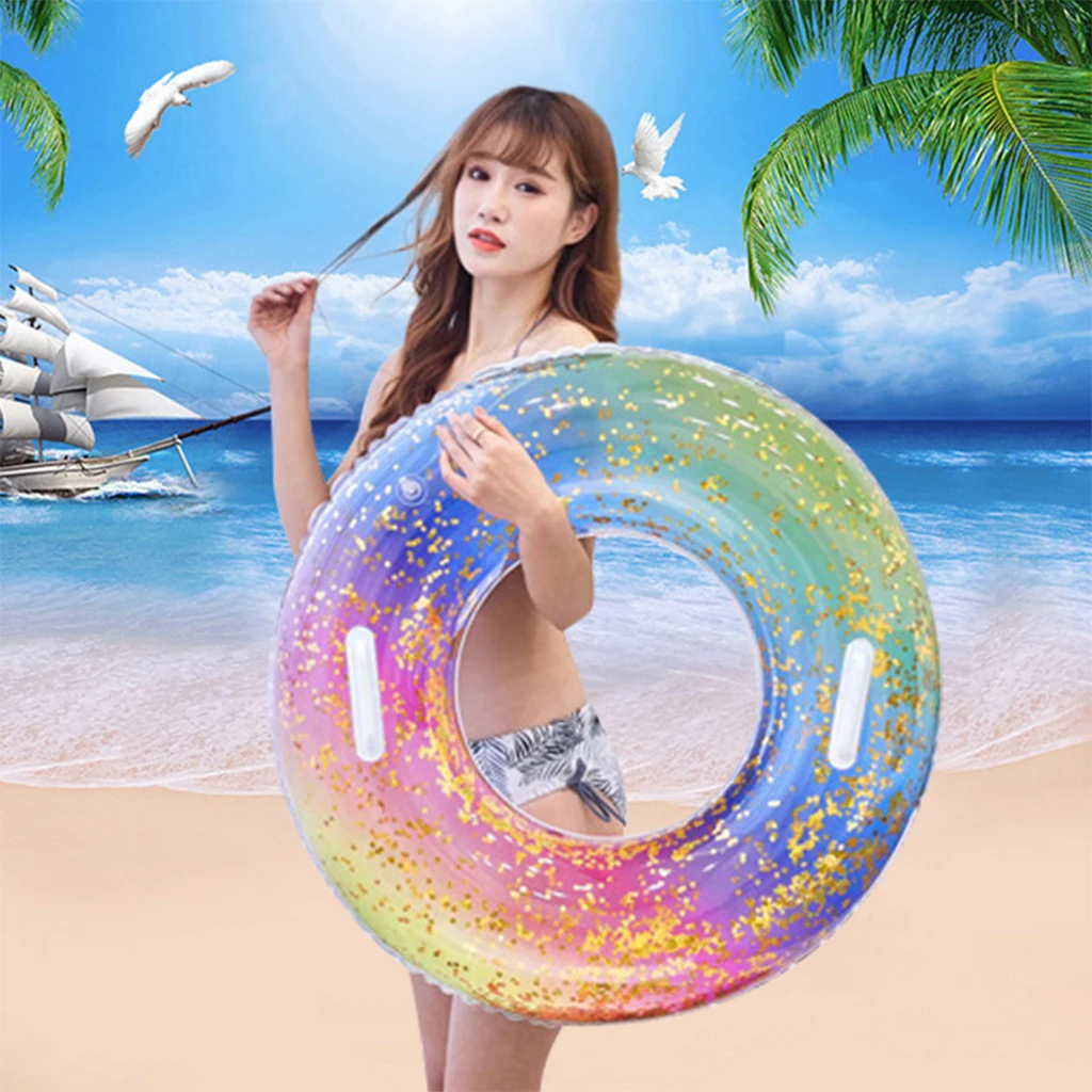 Inflatable Glitter Swim Floats Adults Swimming Swim Ring Party Toy Supplies