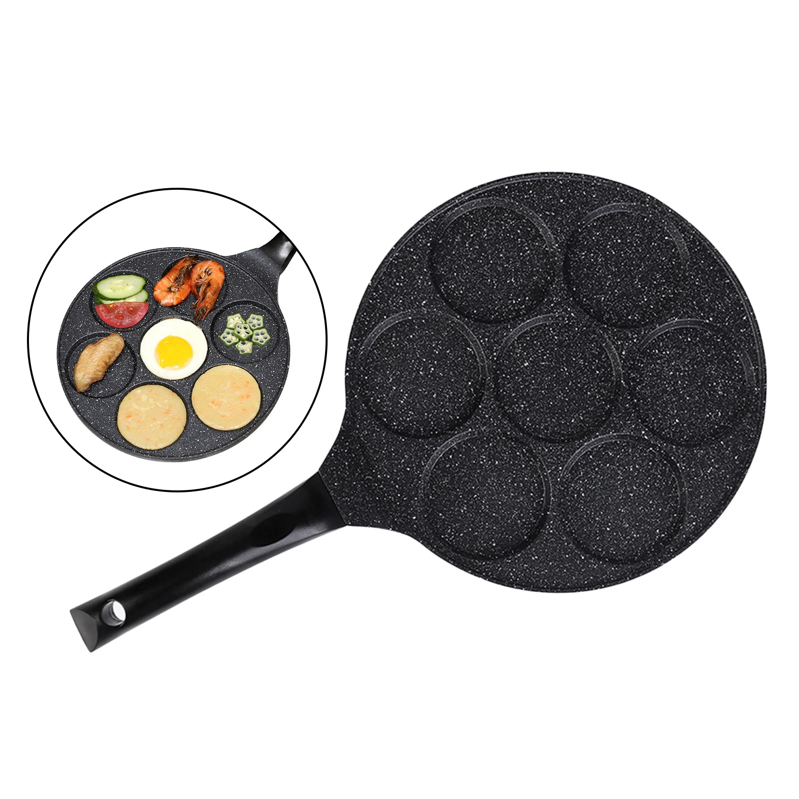 Seven-Hole Breakfast Pan Multifunctional Egg Frying Mould Non-Stick Aluminum Steak Pan