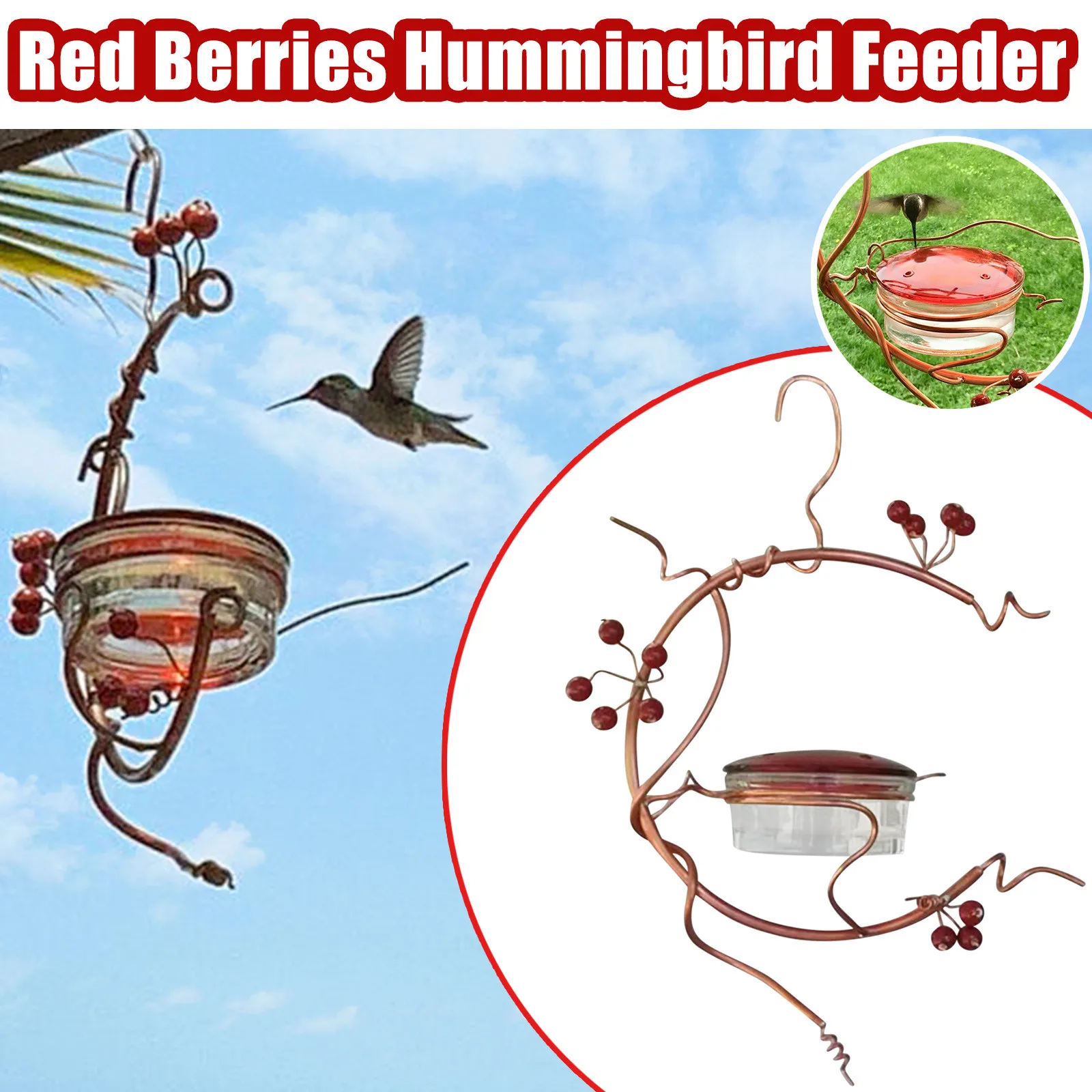 Hummingbird Feeder Bird Water Drinker Feeder Waterer With 4 Ports Pet Bird Supplies Dispenser Bottle Drinking Cup Bowls For Parr