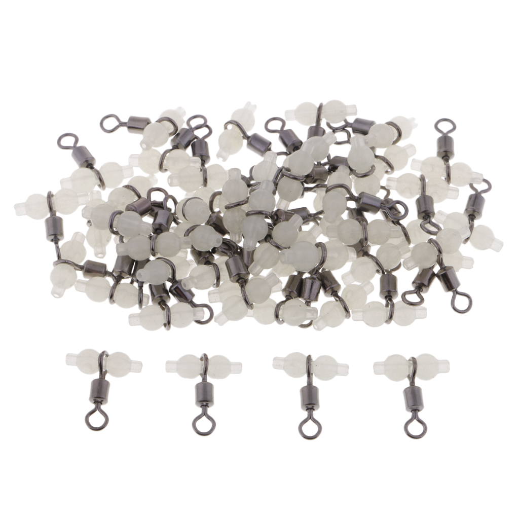 50x Luminous 3 Way Cross Line Connectors Glow in Dark Fishing Rolling Swivel