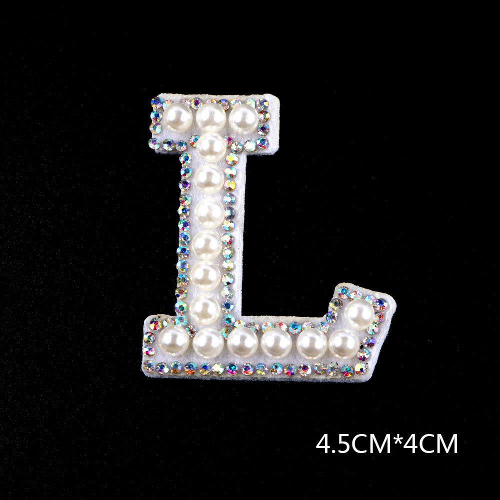 26 brief AB Strass Perle Englisch Alphabet Patch 3D Perlen Aufkleber Mixed Stickerei Patch Für Kleidung Logo Diy Applique – Detail 23